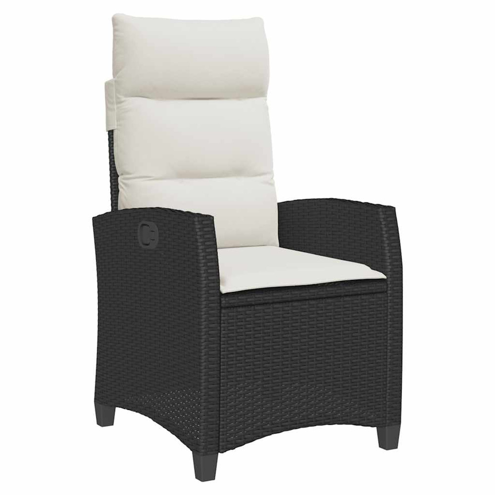 Chaise de jardin inclinable avec table d'appoint noir polyrotin