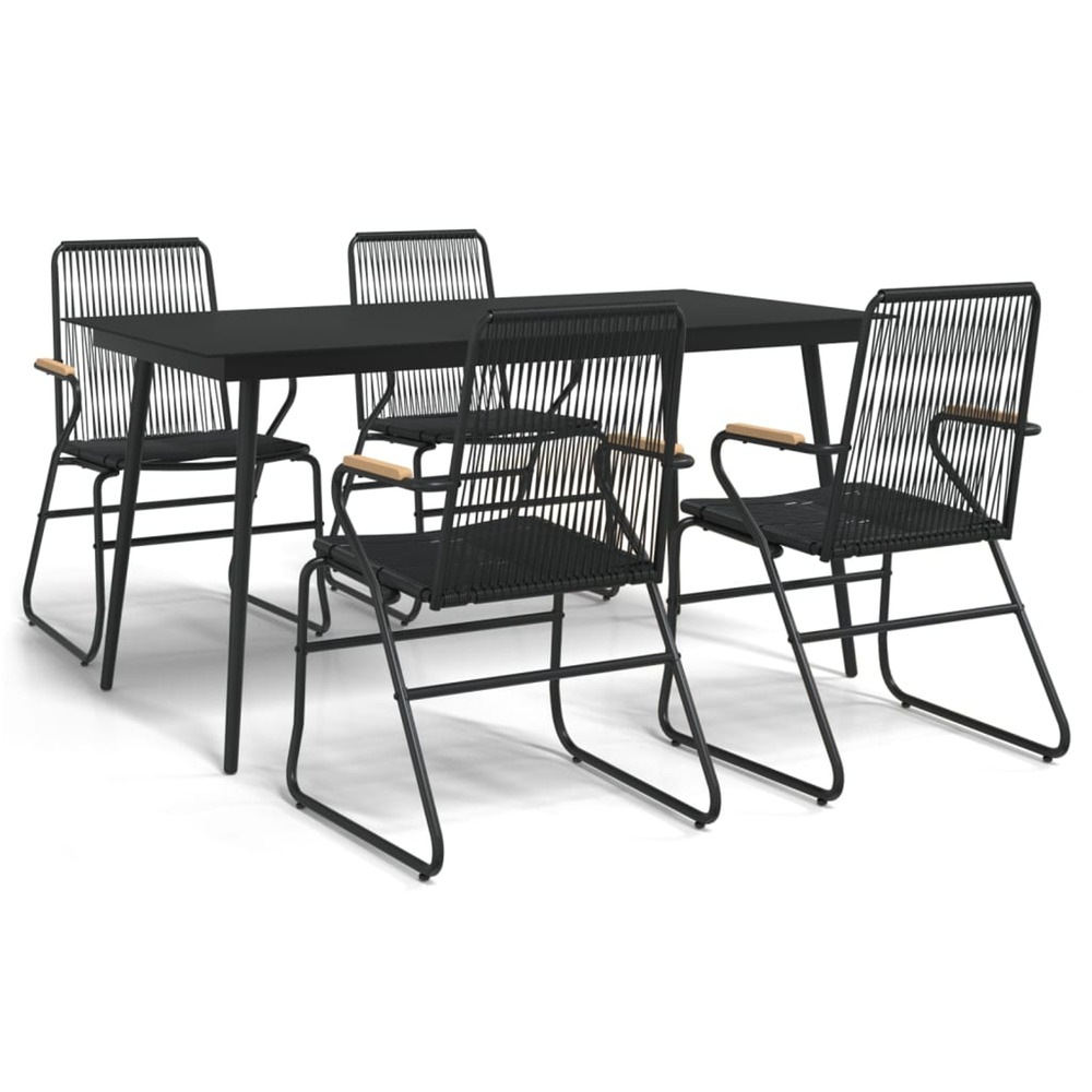 Ensemble à manger de jardin 5 pcs noir rotin pvc
