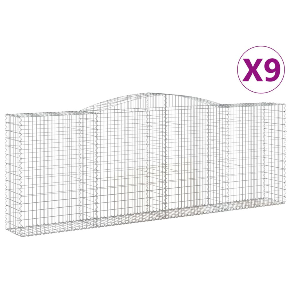 Paniers à gabions arqués 9 pcs 400x50x140/160 cm fer galvanisé