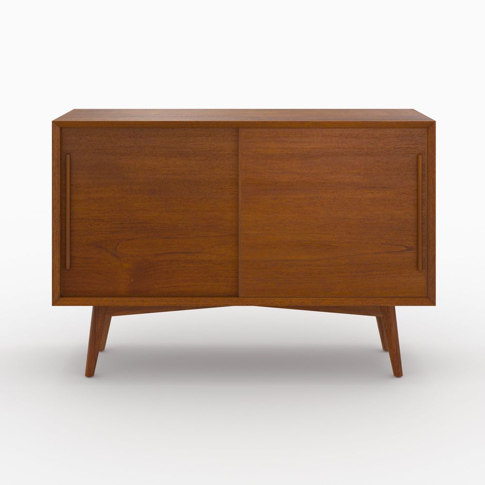 Waya-petit buffet en bois de teck, 2 portes coulissantes