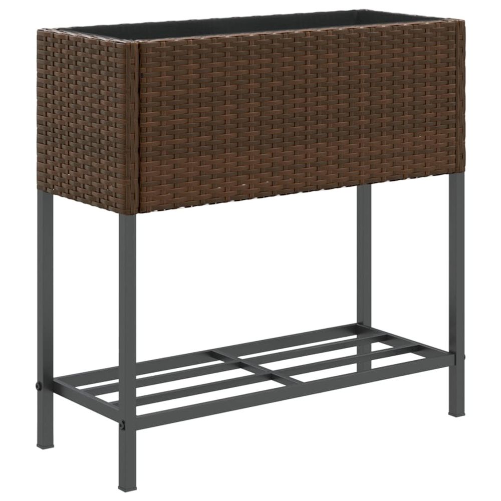 Jardinière d'extérieur avec étagère marron résine tressée