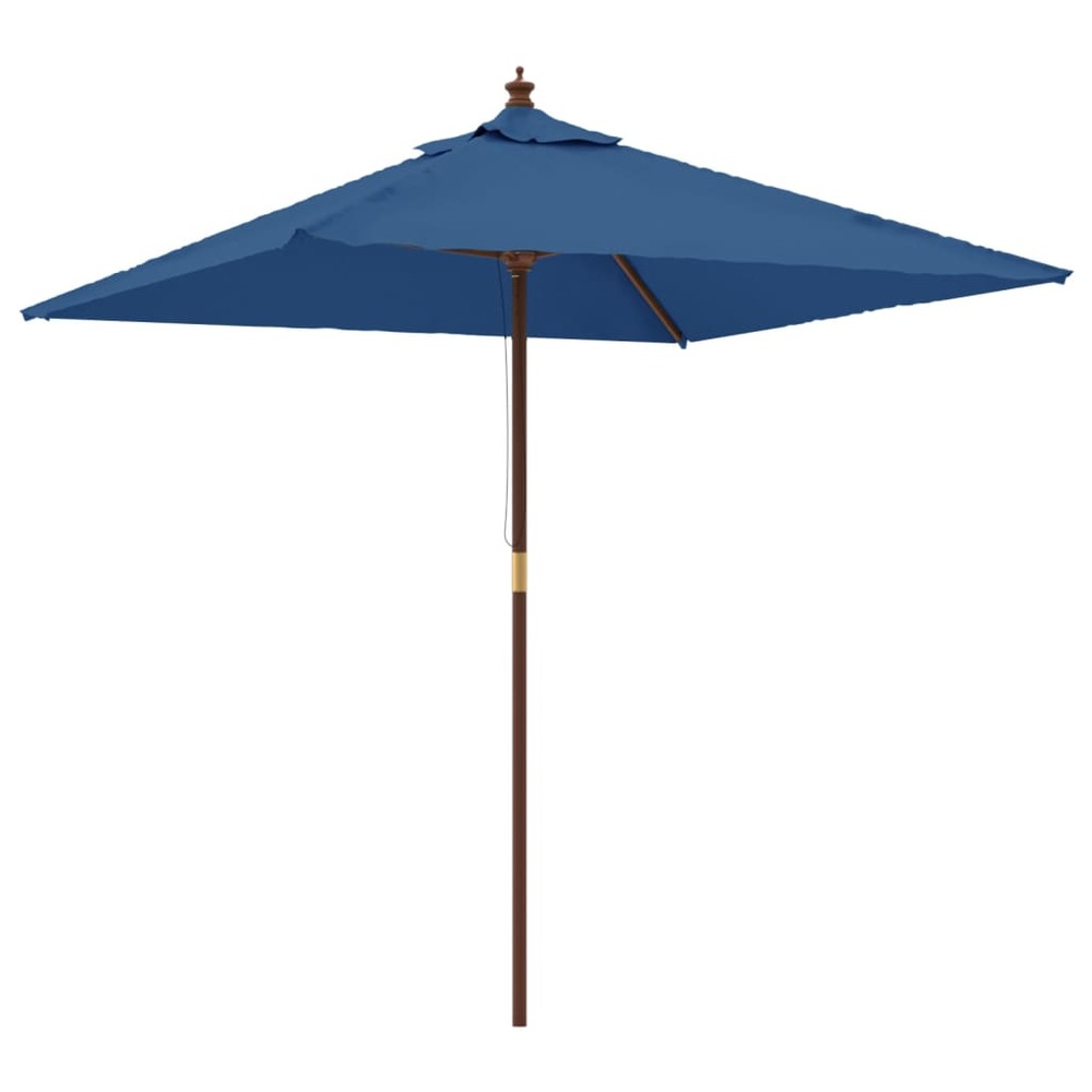 Parasol de jardin avec mât en bois bleu azuré 198x198x231 cm