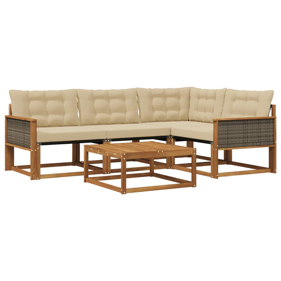 Ensemble de canapés d'extérieur 5 pcs naturel et beige