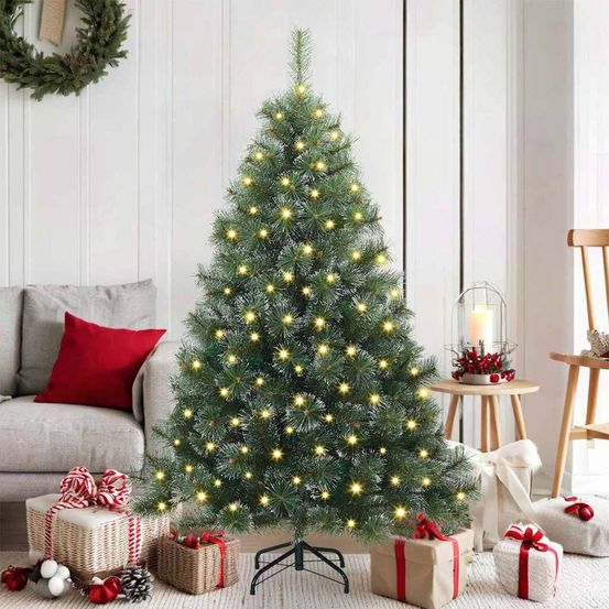 Sapin de noël artificiel lumineux pe/pvc pour salon intérieur vert 150 cm