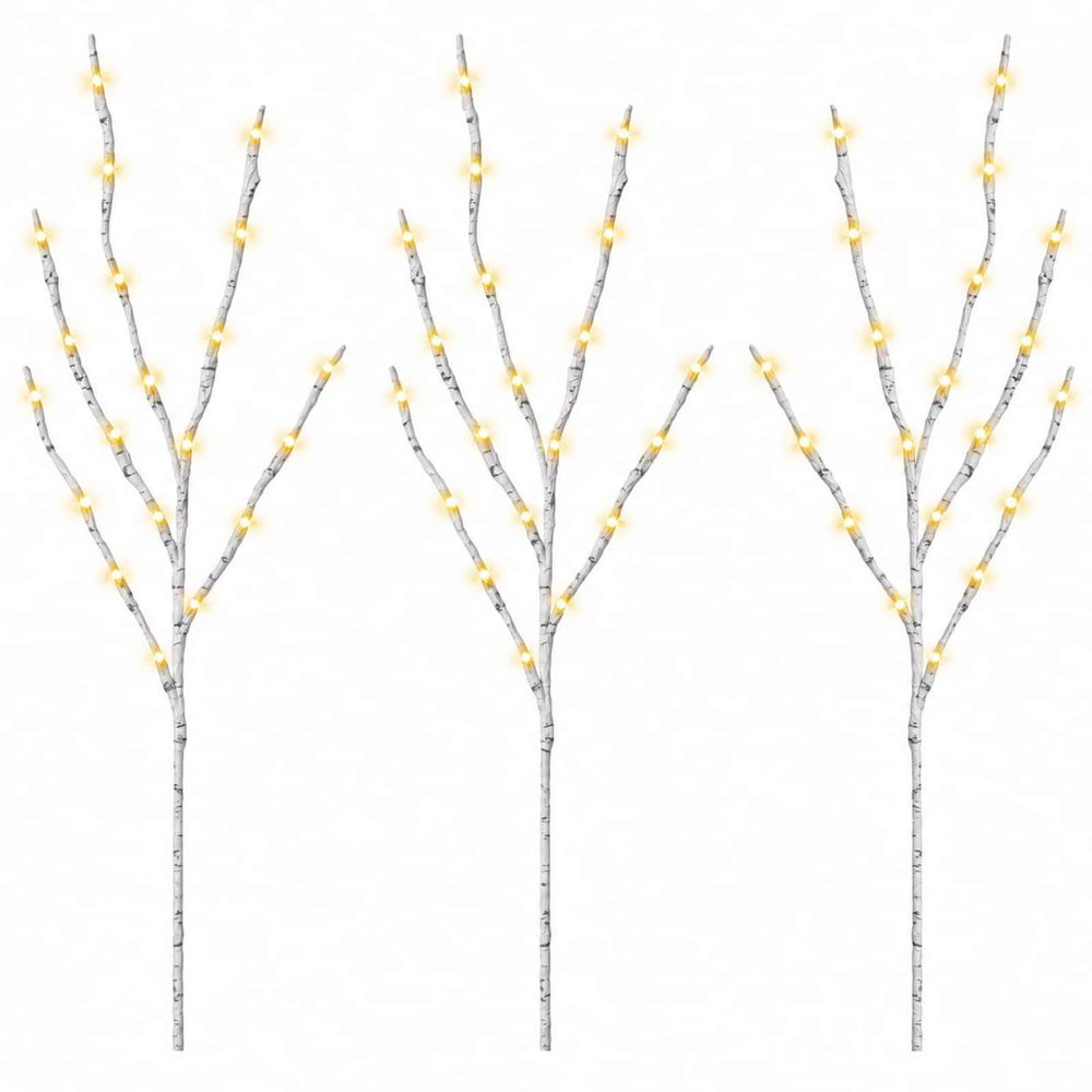 Branche de cuivre led de décoration de noël 3 pc blanc 62 cm