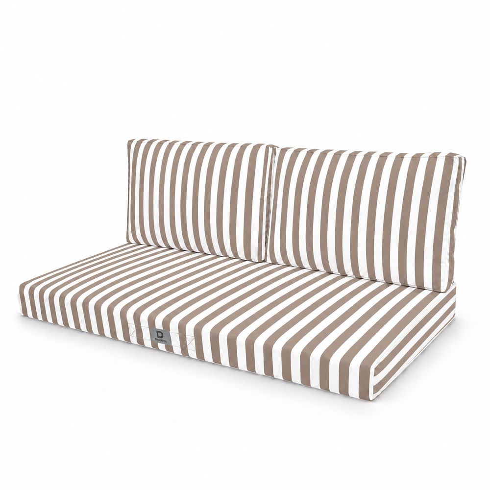 Coussins pour salon de jardin déhoussable 100x50cm rayure beige