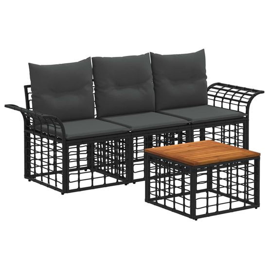 Ensemble de canapés d'extérieur 4 pc noir et gris foncé