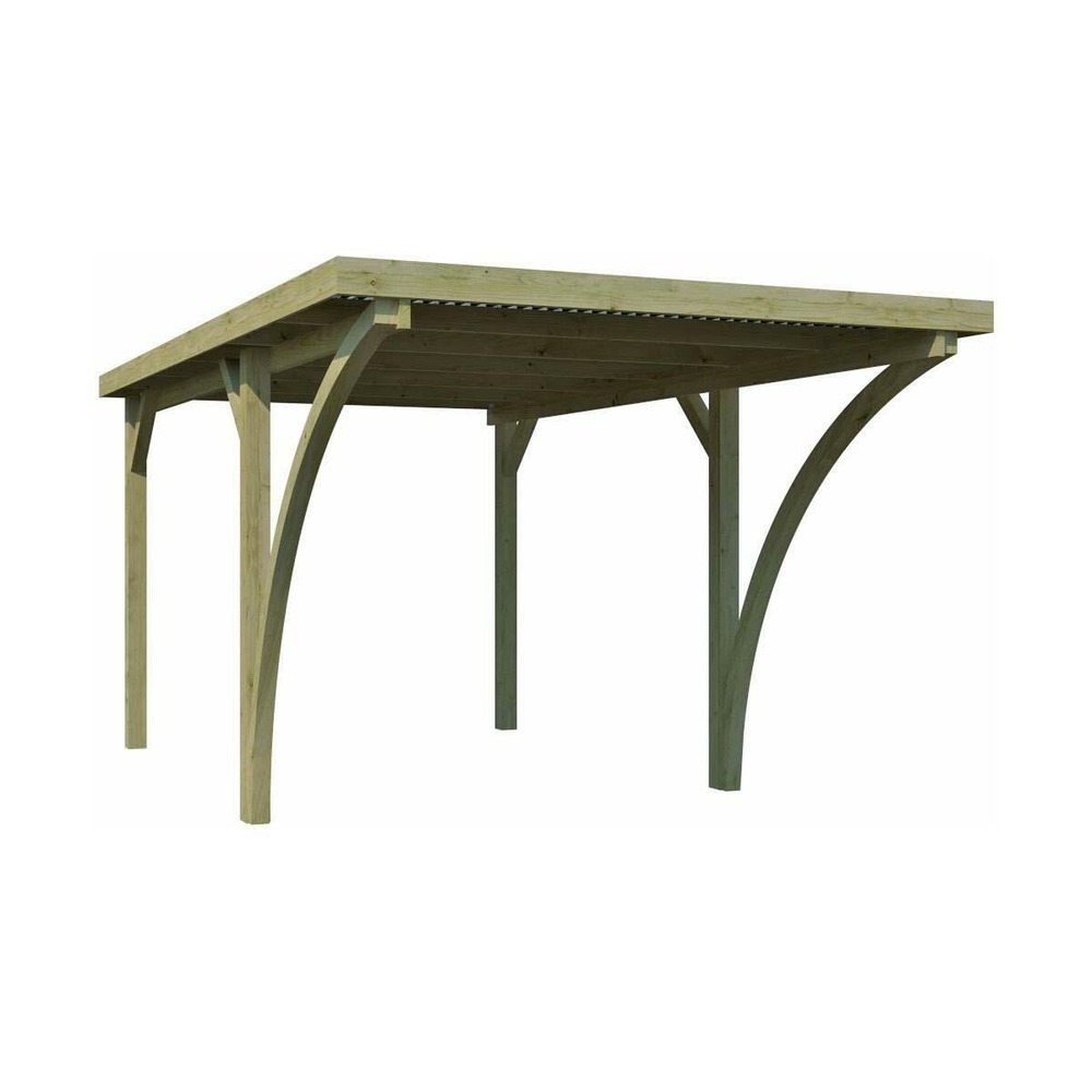 Carport en bois et panneaux ondulés 3x5 m lido