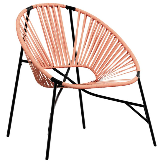 Chaise œuf de jardin noir et orange résine tressée