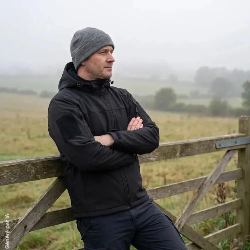 Veste softshell a10 equipment fighter noire renforcée