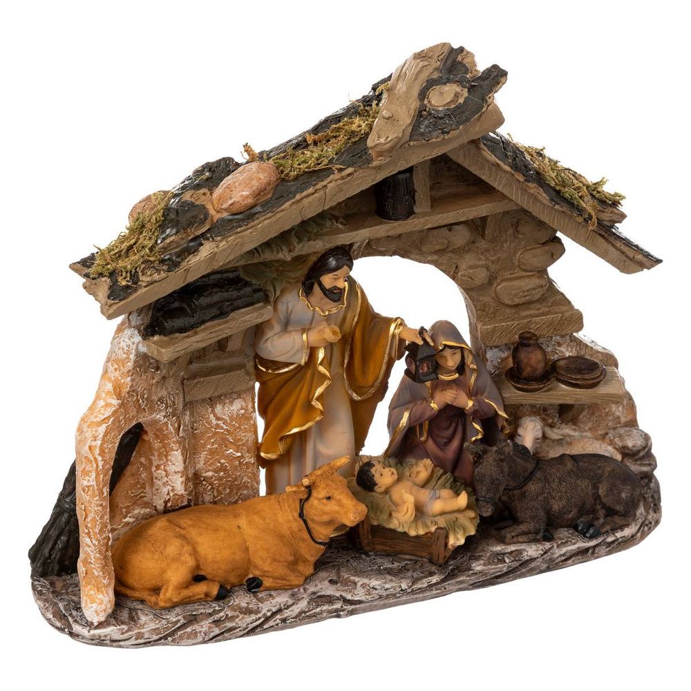 Crèche de noël 5 santons en résine 30 x 22 cm