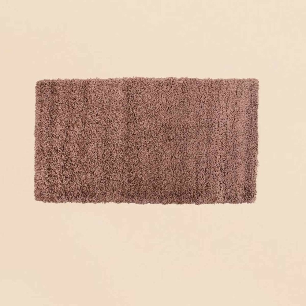 Tapis descente de lit poils longs taupe 60x110cm