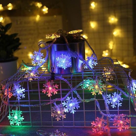 Guirlande lumineuse flocons multicolores - 3m20