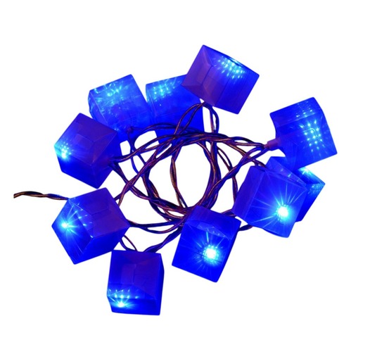 Guirlande électrique cubes lumineux 10 led bleue