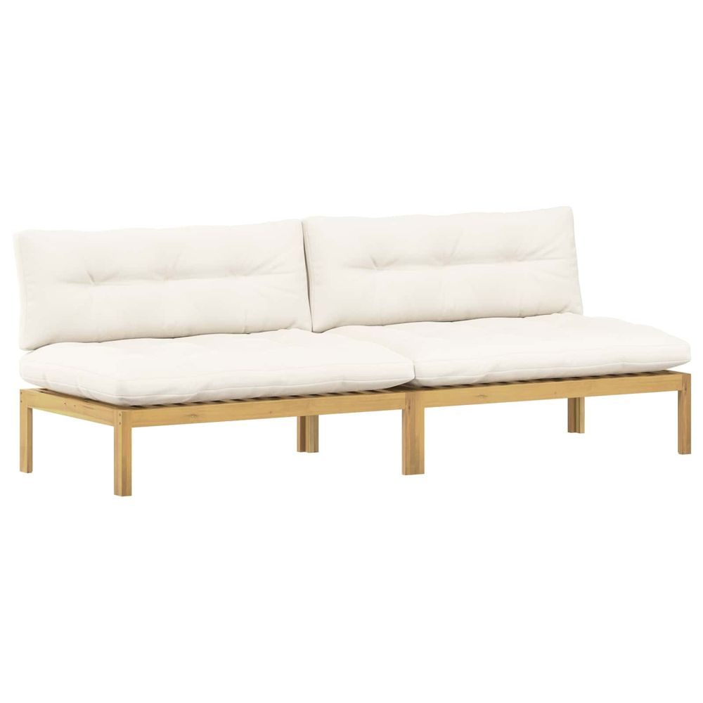 Unité de canapé du milieu acacia clair et blanc crème