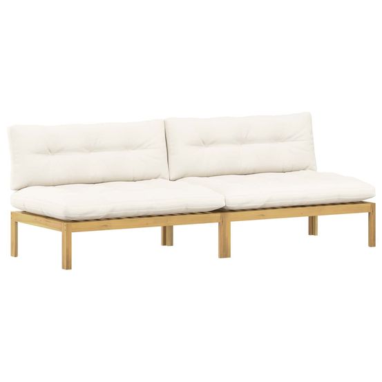 Unité de canapé du milieu acacia clair et blanc crème