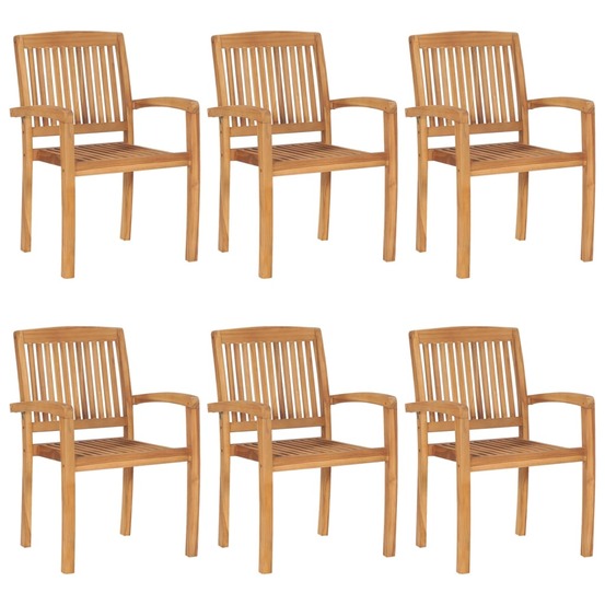 Chaises de jardin empilables 6 pcs bois de teck solide