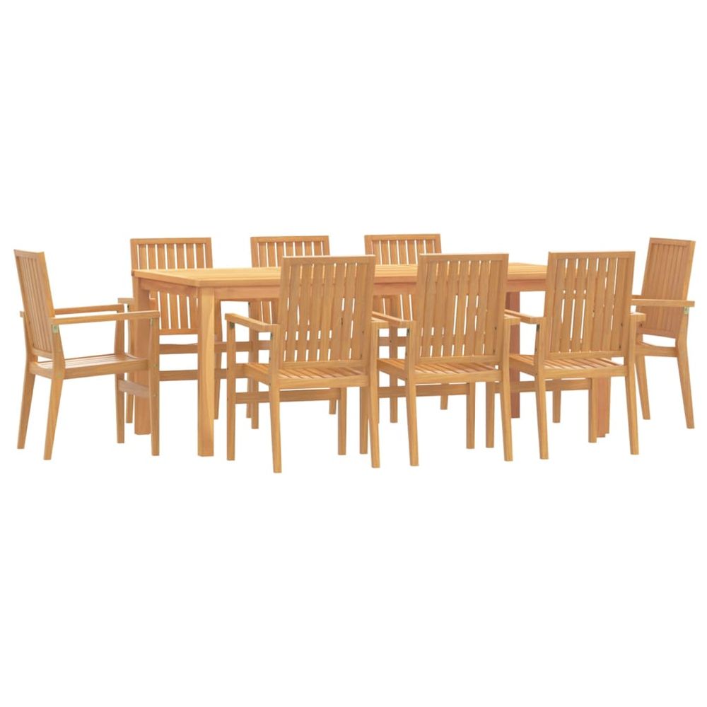 Ensemble à manger de jardin 9 pcs bois de teck solide