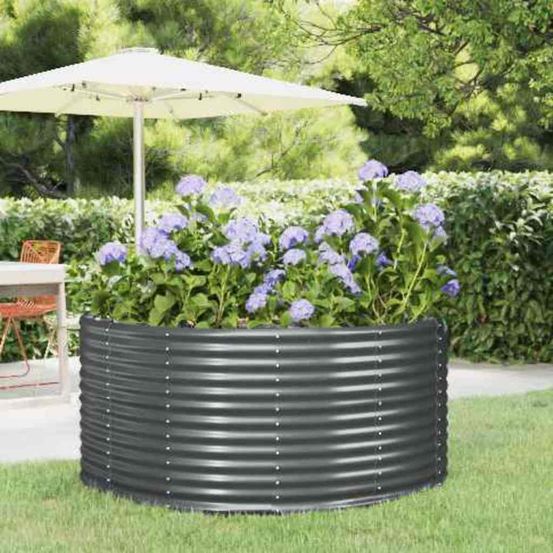 Carré potager rond 140cm acier galvanisé balcon jardin anthracite