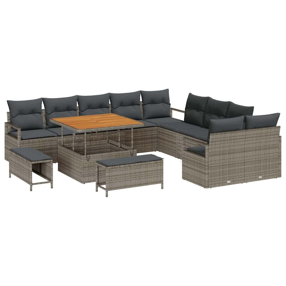 Ensemble de canapé de jardin 13 pc gris polyrotin