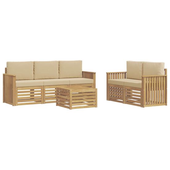 Ensemble de canapés d'extérieur 6 pc blanc et beige polyester