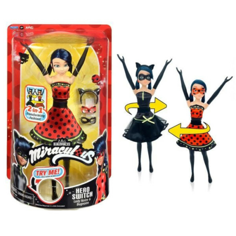 Poupée ladybug transformation - bandai - miraculous 26 cm - changement de tenue