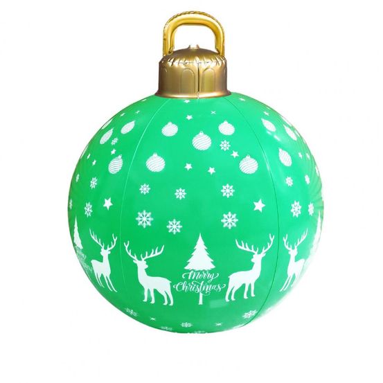 Boule de noël gonflable - 60 cm verte avec rennes