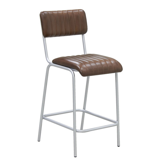 Tabouret de bar en cuir et métal hauteur siège 65 cm