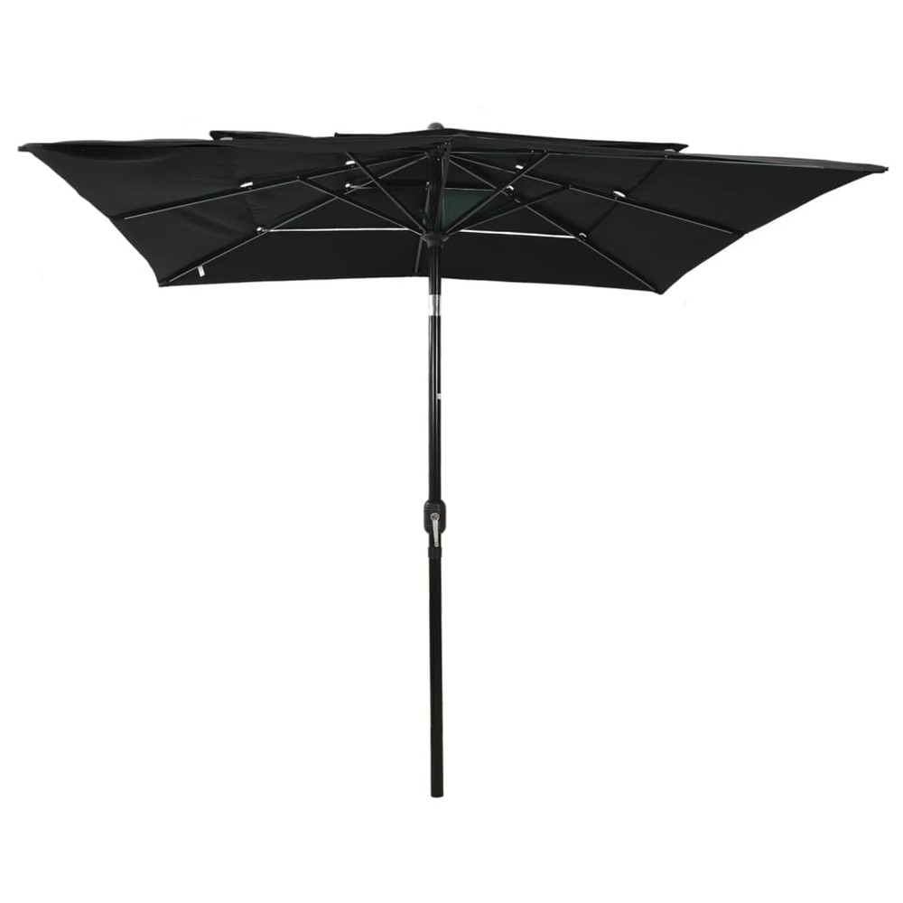 Parasol de jardin à 3 niveaux avec mât en aluminium noir