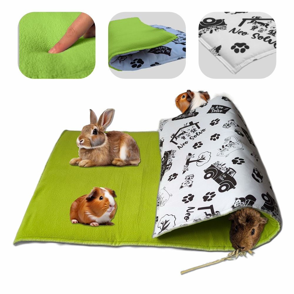Tapis pour cochon d'inde et lapin en polaire - 120 x 60 cm - polaire absorbant, lavable en machine, economique et ecologique