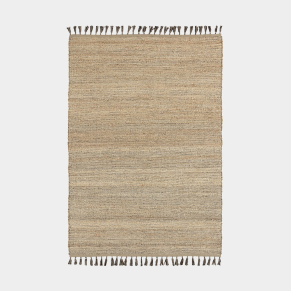 Tapis naturel en jute et coton - néo-ethnique - marron - 120 x 170 cm