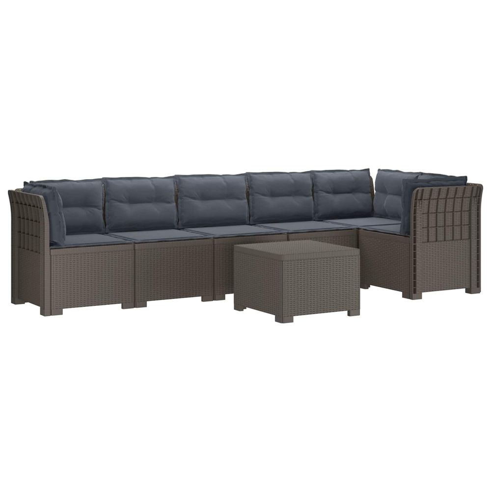 Canapé de jardin 6 places avec coussins aspect rattan pp