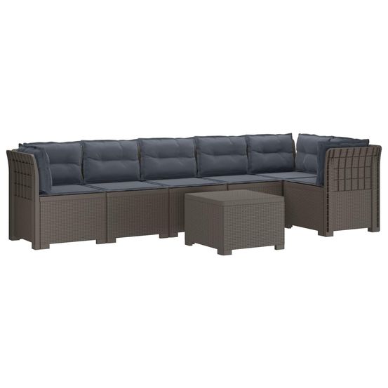 Canapé de jardin 6 places avec coussins aspect rattan pp