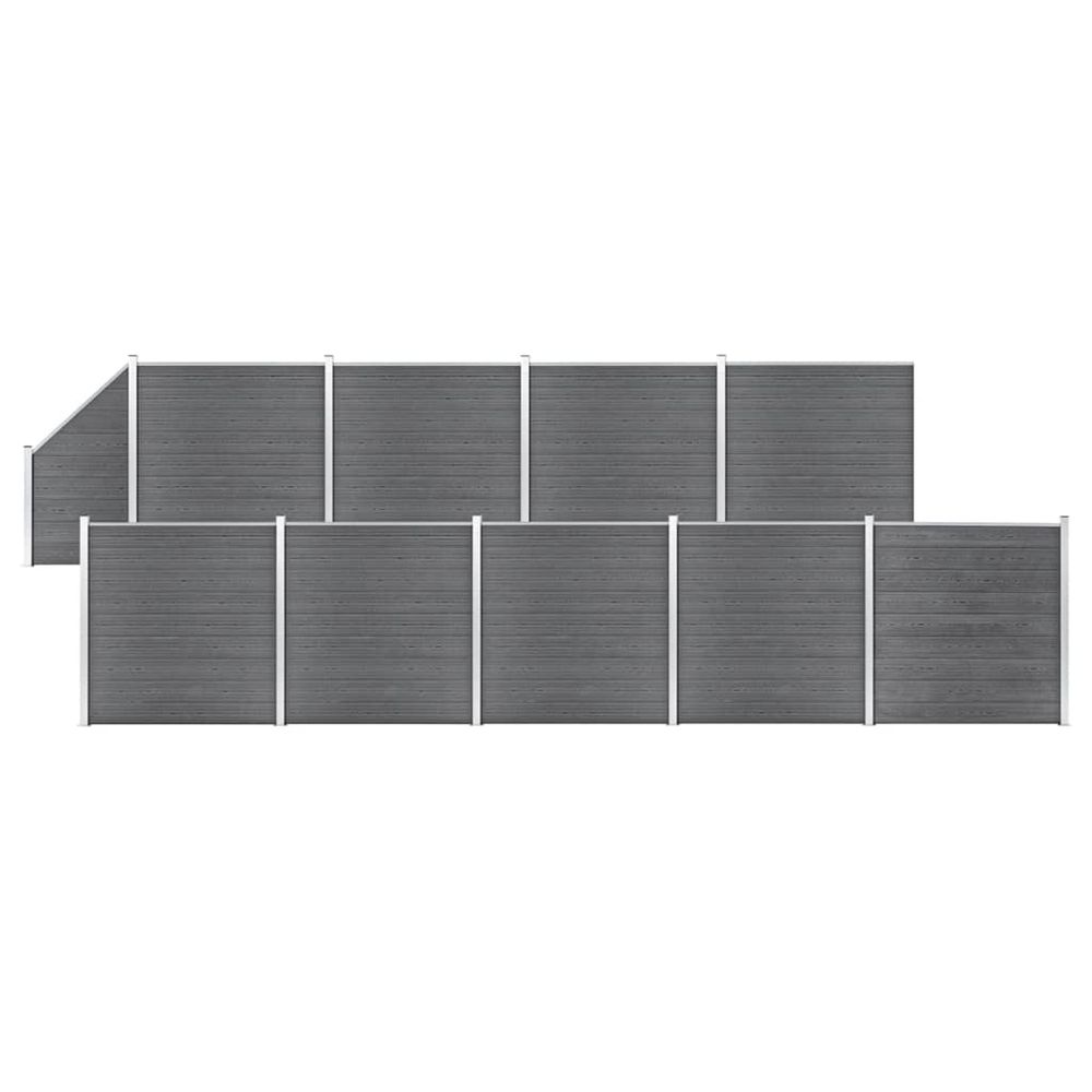 Ensemble de clôture wpc 9 carré + 1 incliné 1657x186 cm gris