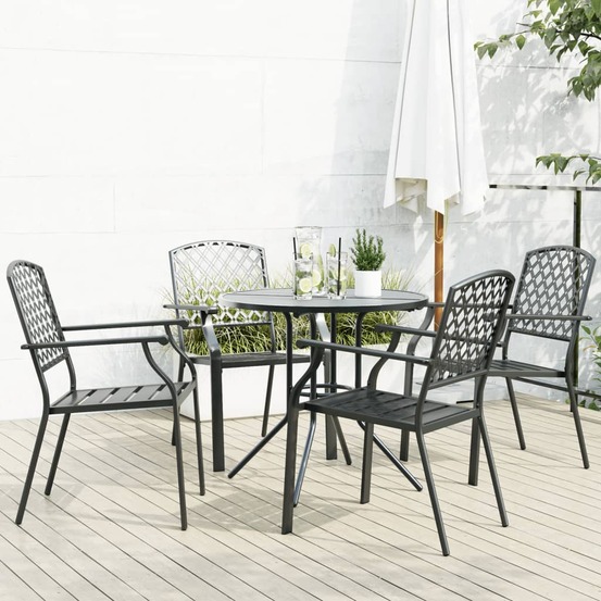 Ensemble de chaises de jardin empilables 5 pcs anthracite