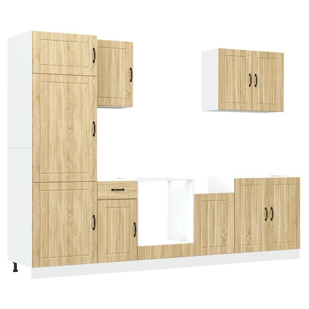 Ensemble d'armoires de cuisine 7 pcs lucca bois d'ingénierie