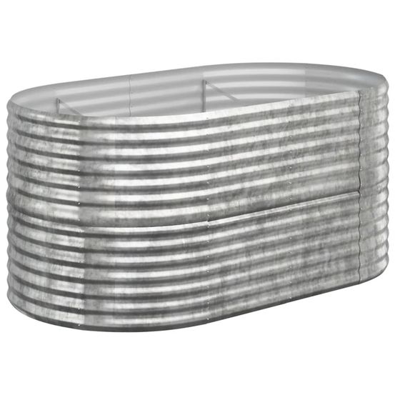 Jardinière bac lit surélevé plantes fleurs terrasse jardin de jardin acier enduit de poudre argenté argent