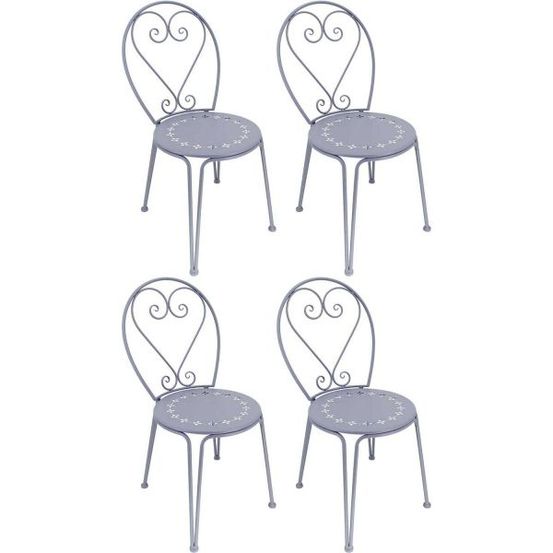 Chaise détente en fer belle époque lot de 4