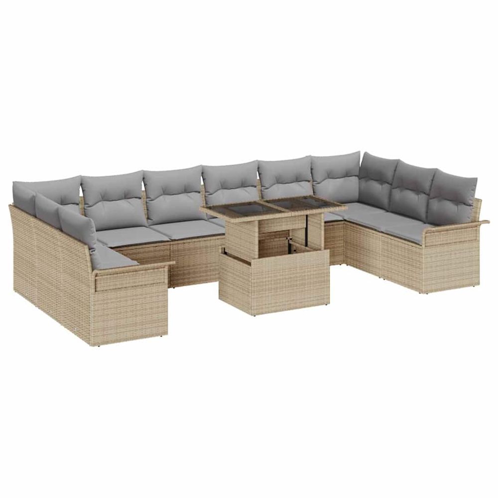 Ensemble de canapé de jardin 11 pc beige poly rattan