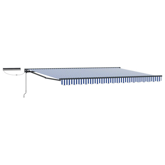 Auvent rétractable électrique bleu et blanc 5 x 3 m