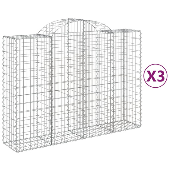 Paniers à gabions arqués 3 pcs 200x50x140/160 cm fer galvanisé