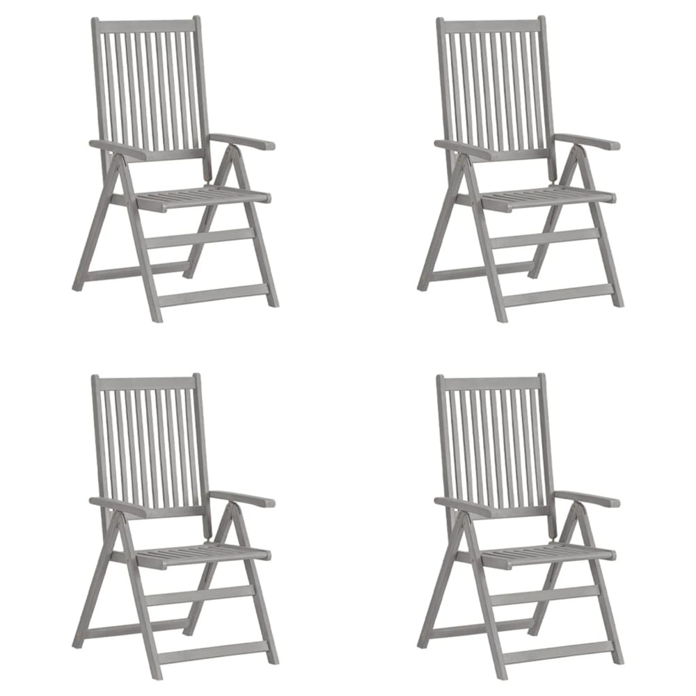 Chaises inclinables de jardin lot de 4 gris bois solide acacia