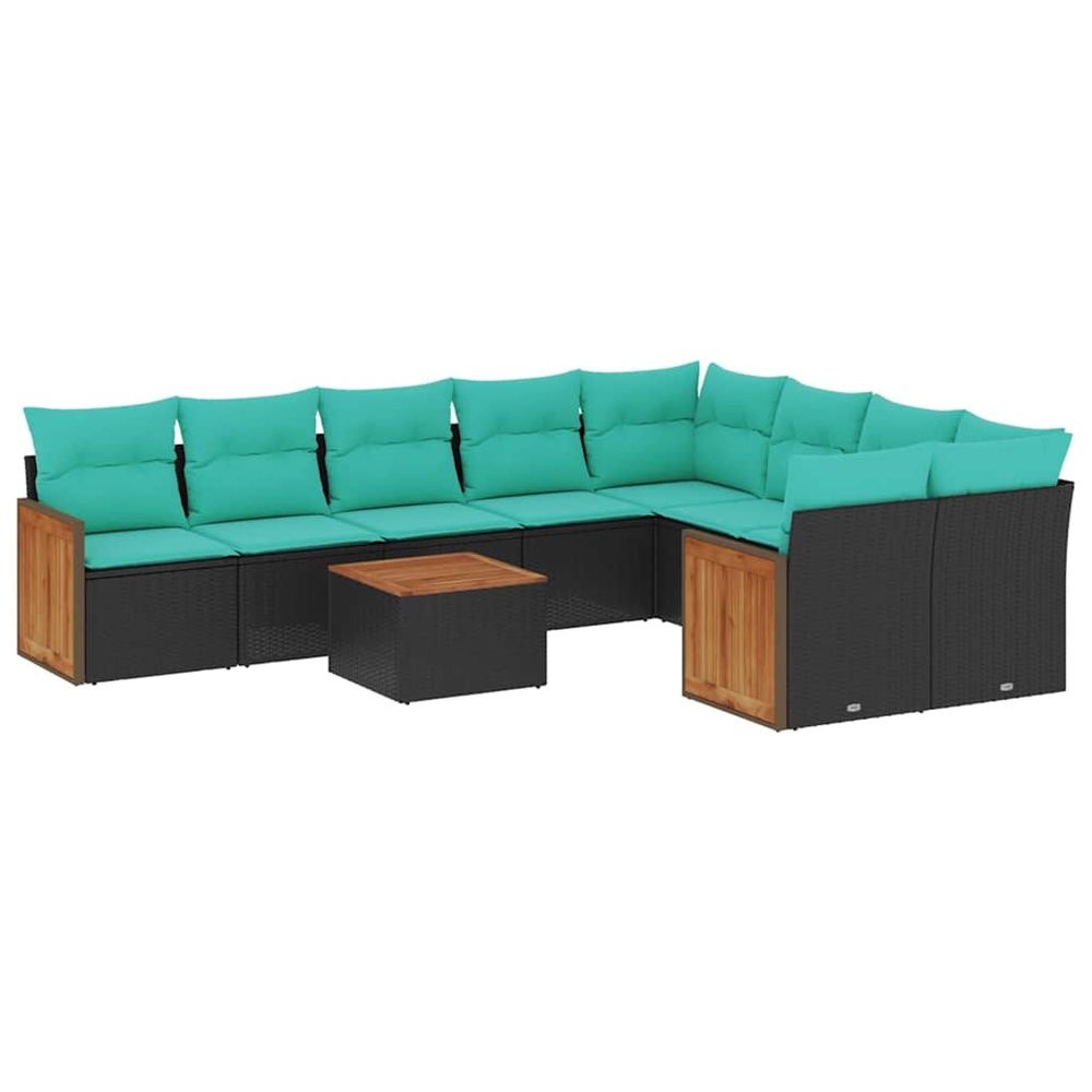 Ensemble de canapé de jardin 10 pcs avec coussins noir