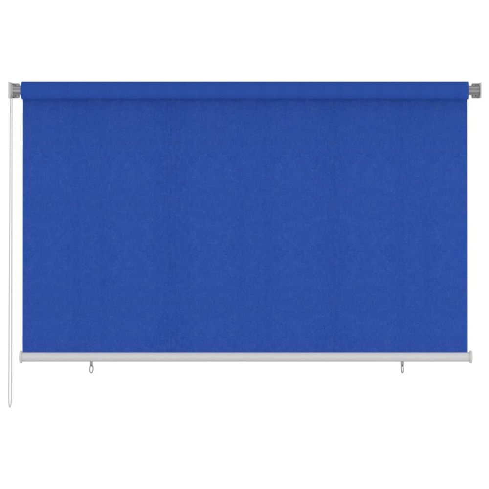 Store roulant d'extérieur 245 (l) x 140 (h) cm bleu hdpe
