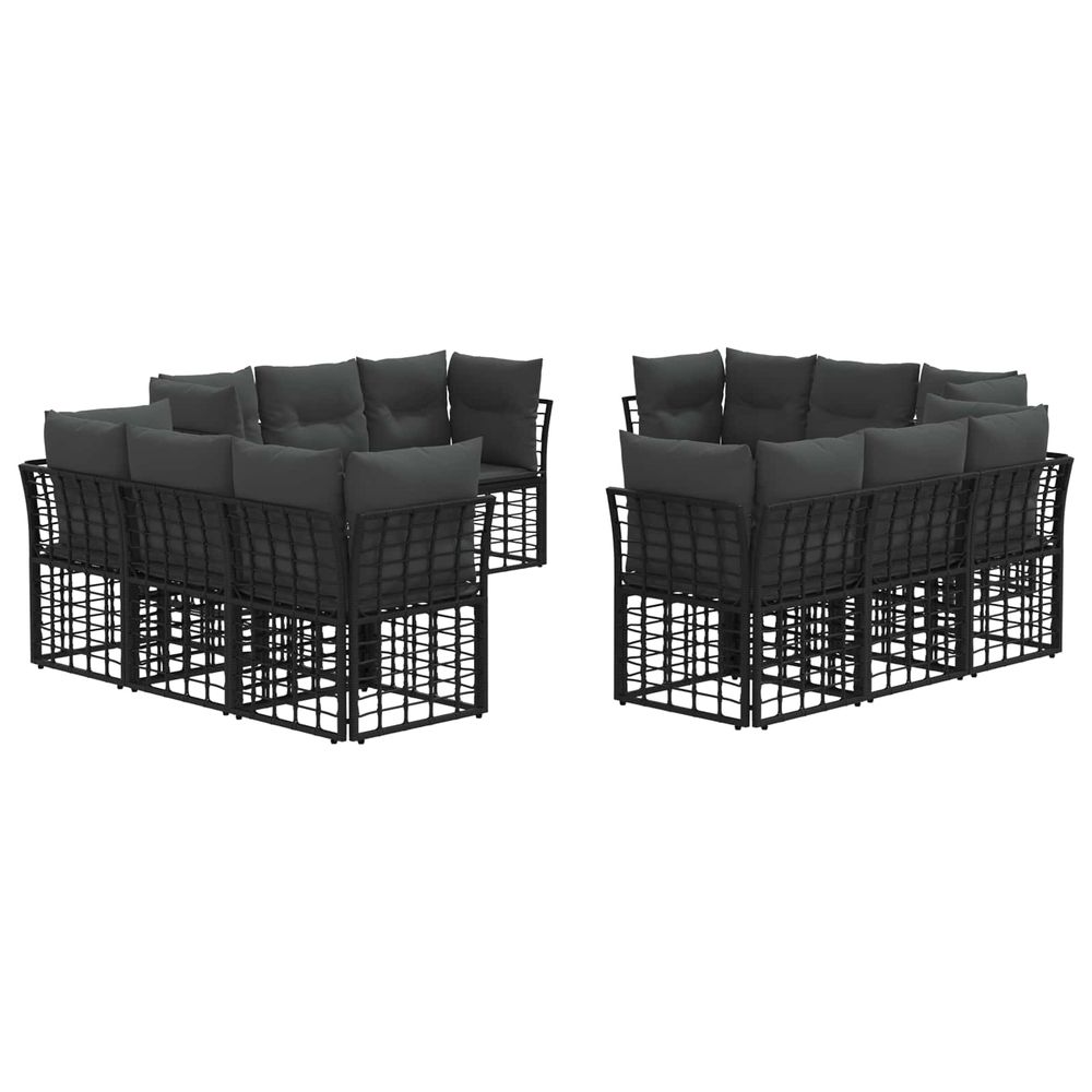 Ensemble de canapés d'extérieur noir polyester