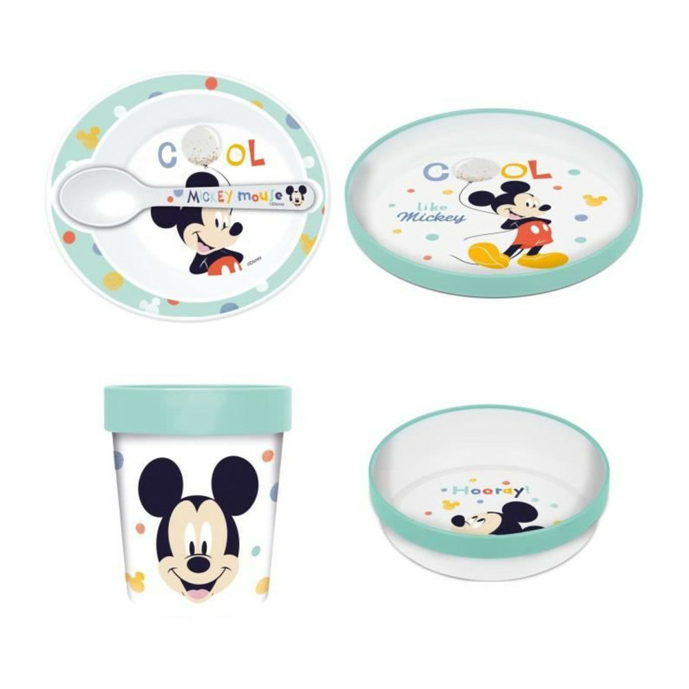 Pack repas 2eme age thermobaby mickey - 3 assiettes + un gobelet + 1 cuillere