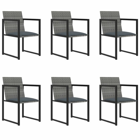 Salon de jardin 7 pcs avec coussins résine tressée gris