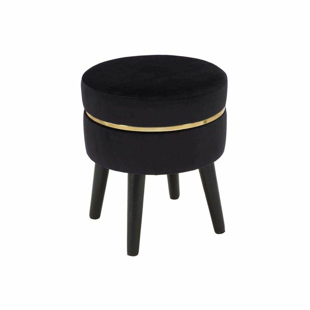 Tabouret bas en tissu paris 35 x 40.5 cm noir et doré