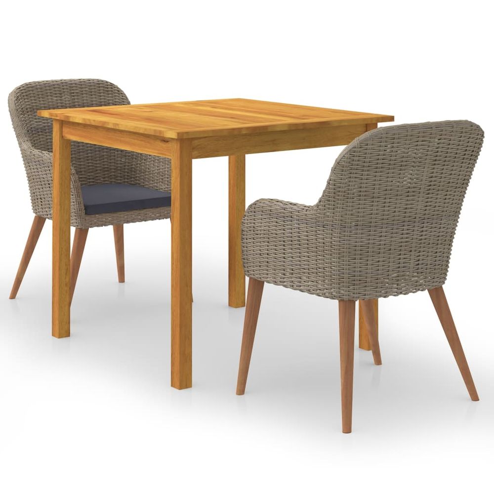 Ensemble à manger de jardin 3 pcs marron