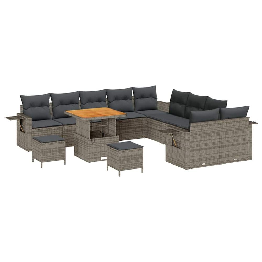 Ensemble de canapé de jardin 13 pc gris polyrotin